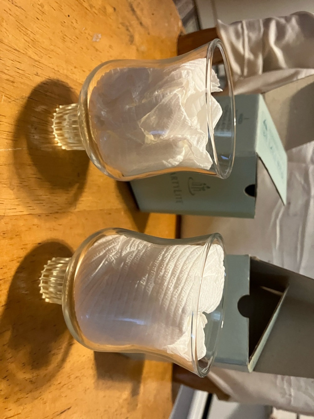 New.  Set of 2. Partylite glass 3” tulip style candle holders.  Perfect